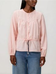 Bawełniana bluzka - brzoskwiniowy. Pomarańczowe bluzki damskie Reserved, l, bez wzorów, z bawełny, bez kołnierzyka, bez ramiączek. Za 129.99 zł.