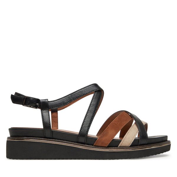 Sandały Tamaris. Czarne sandały damskie Tamaris, bez wzorów, bez obcasa, na koturnie, bez zapięcia. Za 229.99 zł.