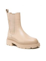 Gino Rossi Sztyblety 222FW103 Beżowy. Brązowe botki damskie Gino Rossi, ze skóry, bez obcasa, na płaskiej podeszwie, bez zapięcia. Za 429.99 zł.