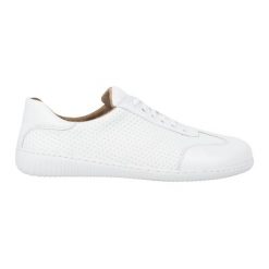 Olivier Półbuty męskie barefoot skórzane minimalistyczne model 0742WK tłoczone białe. Białe półbuty na co dzień męskie ze skóry, bez zapięcia. Za 453.66 zł.