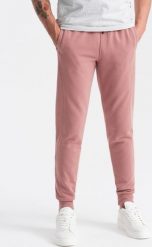 Ombre Męskie spodnie dresowe bawełniane joggery BASIC ciemnoróżowe V4 OM-PABS-0174 XXL. Czerwone spodnie sportowe męskie Ombre, m, bez wzorów, z bawełny. Za 129.99 zł.