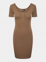 Pieces Sukienka codzienna Kitte 17146324 Brązowy Slim Fit. Brązowe sukienki damskie Pieces, na co dzień, s, bez wzorów, z bawełny, bez kołnierzyka, bez ramiączek, proste. Za 129.99 zł.