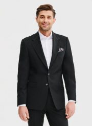 PAKO LORENTE – Wełniana marynarka garniturowa w kolorze czarnym. Czarne marynarki męskie Pako Lorente, bez wzorów, z wełny, biznesowe. Za 1,699.99 zł.