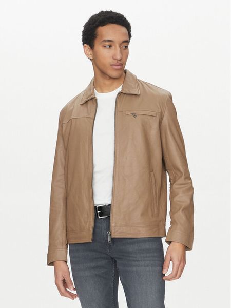 Mustang Kurtka skórzana Essen Veg 310-24-060 Brązowy Regular Fit. Brązowe kurtki męskie Mustang, m, bez wzorów, ze skóry, bez kaptura. Za 599.99 zł.