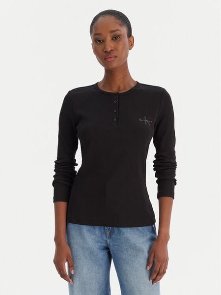 Calvin Klein Jeans Bluzka LV047E201G Czarny Regular Fit. Czarne bluzki damskie Calvin Klein Jeans, s, bez wzorów, z bawełny, bez kołnierzyka, bez ramiączek. Za 207.99 zł.
