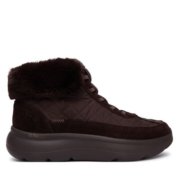 Trzewiki Skechers. Brązowe botki damskie Skechers, bez obcasa, na płaskiej podeszwie, bez zapięcia. Za 359.99 zł.