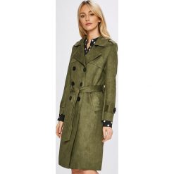 Answear - Płaszcz. Brązowe płaszcze damskie ANSWEAR, w paski, z materiału, klasyczne. W wyprzedaży za 169.90 zł.