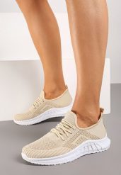 Beżowo-Białe Buty Sportowe Bemostom. Brązowe obuwie sportowe damskie Renee, bez wzorów, z jeansu, na fitness i siłownię. Za 44.99 zł.