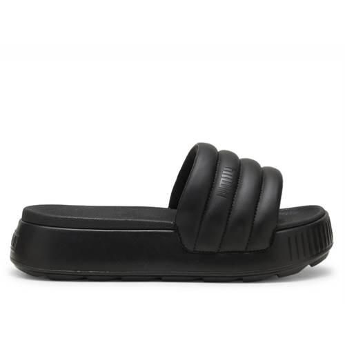 Klapki damskie Puma 39539901. Czarne klapki damskie Puma, bez wzorów, z materiału, bez obcasa. Za 159.00 zł.
