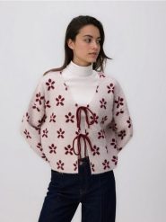 Wzorzysty kardigan z wiązaniami - wielobarwny. Kardigany damskie Reserved, l, bez wzorów, z dzianiny. Za 139.99 zł.
