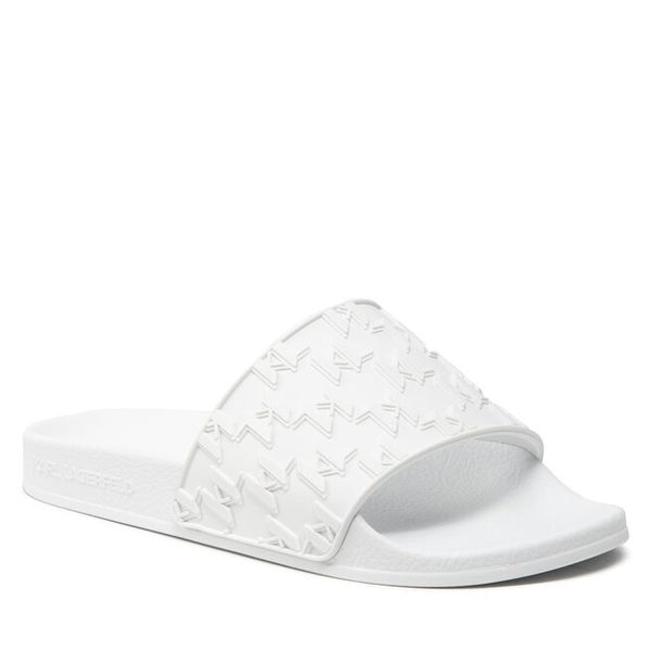 Klapki KARL LAGERFELD. Białe klapki damskie KARL LAGERFELD, bez wzorów, bez obcasa. Za 419.99 zł.