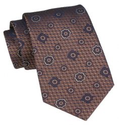 Klasyczny Krawat Męski - ALTIES - Brązowy w Grochy. Brązowe krawaty i muchy Alties, bez wzorów, z tkaniny, eleganckie. Za 49.00 zł.