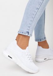 Białe Buty Sportowe Amathousa. Białe obuwie sportowe damskie Born2be, bez wzorów, z jeansu. Za 49.99 zł.