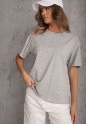 Szary Bawełniany T-shirt o Kroju Oversize Neduna. Szare t-shirty i topy dla dziewczynek Renee, bez wzorów, z bawełny, bez ramiączek. Za 39.99 zł.