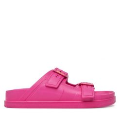 Klapki Blauer. Czerwone klapki damskie Blauer, bez wzorów, bez obcasa. Za 129.99 zł.