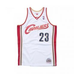 Koszulka męska do koszykówki Mitchell & Ness NBA Jersey Cavaliers Lebron James. Białe koszulki sportowe męskie Mitchell & Ness, m, bez wzorów, z jersey, bez kołnierzyka, bez ramiączek, do koszykówki. Za 559.00 zł.