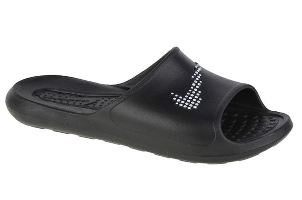 Klapki basenowe damskie Nike Victori One Slide. Czarne klapki damskie Nike, bez wzorów, z materiału, sportowe, bez obcasa. Za 259.00 zł.