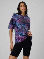 4F T-shirt oversize z nadrukiem damski - multikolor M. T-shirty damskie 4f, m, bez wzorów, z bawełny, klasyczne, bez kołnierzyka. Za 79.99 zł.