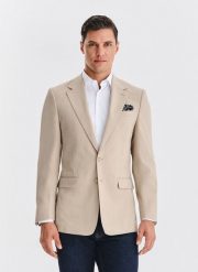 PAKO LORENTE – Beżowa marynarka męska. Brązowe marynarki męskie Pako Lorente, bez wzorów, z elastanu, casualowe. Za 799.99 zł.