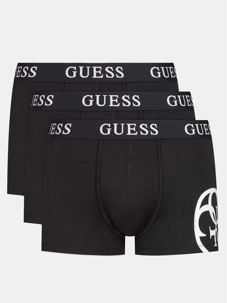 Guess Komplet bokserek Placed Logo U4RG04 K6YW0 Czarny. Czarne bokserki męskie Guess, m, z aplikacjami, z bawełny. Za 179.99 zł.