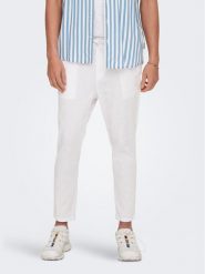 Only & Sons Spodnie materiałowe 22024966 Biały Tapered Fit. Białe spodnie materiałowe męskie Only & Sons, m, bez wzorów, z bawełny. Za 109.99 zł.