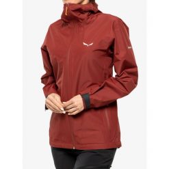 Kurtka przeciwdeszczowa damska Salewa Puez Aqua 4 PTX 2.5L Jacket. Czerwone kurtki sportowe damskie Salewa, l, bez wzorów, bez kaptura, trekkingowe. Za 580.15 zł.