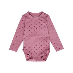 Body niemowlęce z długim rękawem Hummel Mini AOP. Czerwone body niemowlęce Hummel, bez wzorów, z bawełny, bez ramiączek. Za 162.50 zł.