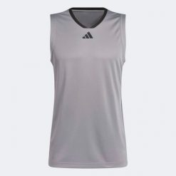 Koszulka koszykarska bez rękawów męska ADIDAS Legends. Szare koszulki sportowe męskie Adidas, l, bez wzorów, z materiału, bez kołnierzyka, bez ramiączek, do koszykówki. Za 129.99 zł.