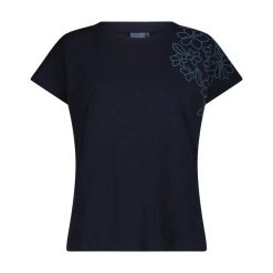 T-shirt z dzianiny bawełnianej stretch dla kobiet CMP. Niebieskie t-shirty damskie CMP, xs, bez wzorów, z bawełny, bez kołnierzyka. Za 150.00 zł.