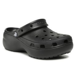 Klapki Crocs. Czarne klapki damskie Crocs, bez wzorów, bez obcasa. Za 202.99 zł.