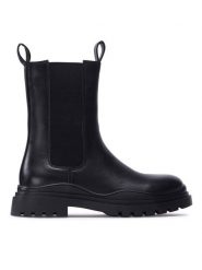 DeeZee Sztyblety H90152-1K Czarny. Czarne botki dziewczęce DeeZee, ze skóry, bez zapięcia. Za 129.99 zł.