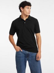 Guess Jeans Polo M4BP29 KCJV1 Czarny Regular Fit. Czarne koszulki polo męskie Guess Jeans, m, z aplikacjami, z bawełny, bez ramiączek. Za 259.00 zł.