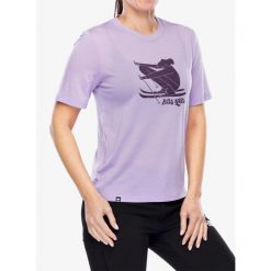 Koszulka merino damska Mons Royale Icon Relaxed Tee. Fioletowe koszulki sportowe damskie Mons Royale, bez wzorów, bez kołnierzyka, bez ramiączek. Za 240.99 zł.