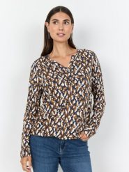 Soyaconcept® koszulka z długim rękawem - SC-Felicity Kobiety Bawełna brązowy|niebieski|biały, XS. Białe t-shirty damskie xs, bez wzorów, z bawełny, bez kołnierzyka. Za 119.95 zł.