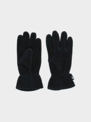 4F Rękawiczki polarowe dziecięce - czarne S/M. Czarne buty zimowe chłopięce 4f, bez wzorów, z polaru. Za 39.99 zł.