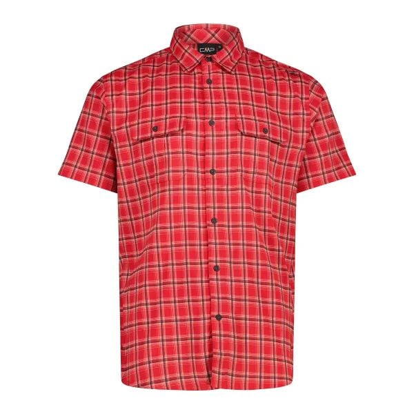 Koszula CMP Stretch. Czerwone koszule męskie CMP, xl, bez wzorów, ze skóry, eleganckie, bez kołnierzyka, bez ramiączek. Za 239.45 zł.