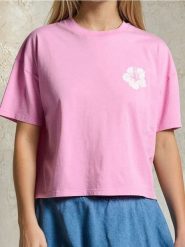 Bawełniana koszulka z nadrukiem wakacyjnym Palm Beach - pomarańczowy. Brązowe t-shirty damskie Sinsay, l, bez wzorów, z bawełny, wakacyjne, bez kołnierzyka. Za 19.99 zł.