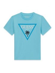 Guess T-Shirt L6GI27 J1314 Niebieski Regular Fit. Niebieskie t-shirty dla chłopców Guess, z aplikacjami, z bawełny, bez ramiączek. Za 114.99 zł.