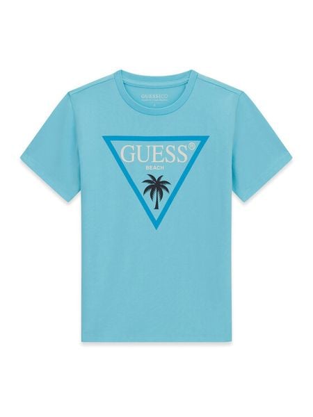Guess T-Shirt L6GI27 J1314 Niebieski Regular Fit. Niebieskie t-shirty dla chłopców Guess, z aplikacjami, z bawełny, bez ramiączek. Za 87.99 zł.