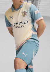 Męskie szorty Manchester City 24/25 PUMA Bold Blue Poppy Pink. Czerwone szorty męskie Puma, na jesień, m, bez wzorów, z żakardem, klasyczne. Za 191.20 zł.