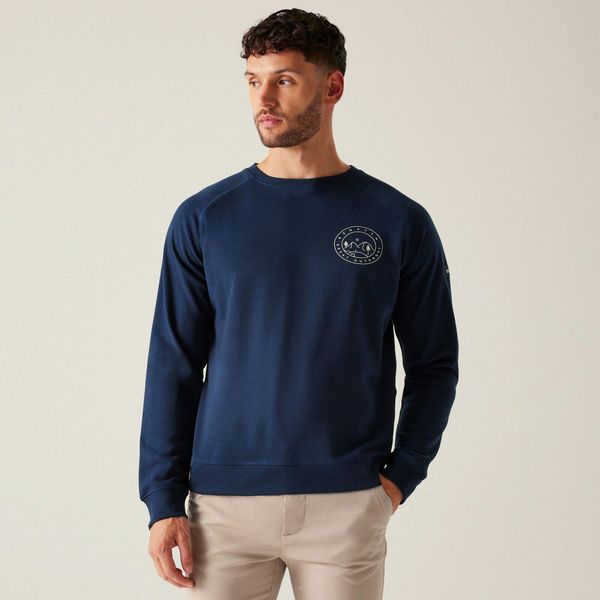 Męska bluza z okrągłym dekoltem Nithsdale. Niebieskie bluzy męskie Regatta, m, bez wzorów, z bawełny, bez kaptura. Za 127.99 zł.