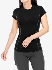 Koszulka merino damska Sensor Merino Active Tee S/S. Czarne koszulki sportowe damskie Sensor, s, bez wzorów, z materiału, bez kołnierzyka, bez ramiączek, trekkingowe. Za 285.99 zł.