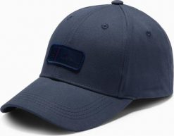 Czapka męska z daszkiem bejsbolówka z patchem granatowa V2 OM-ACCS-0103. Czapki i kapelusze męskie Ombre, bez wzorów. Za 151.28 zł.