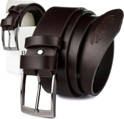 Beltimore Beltimore skórzany pasek męski ciemno-brązowy szeroki E05. Brązowe paski damskie Beltimore, bez wzorów. Za 54.99 zł.