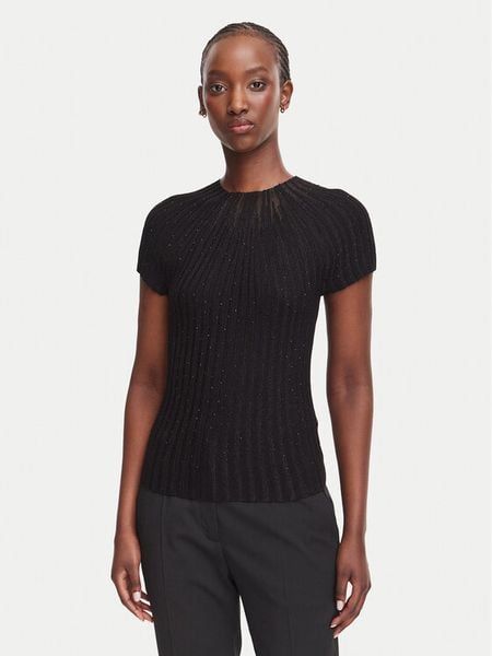 Guess Bluzka W6YR31 Z1023 Czarny Regular Fit. Czarne bluzki damskie Guess, m, z aplikacjami, bez kołnierzyka, bez ramiączek. Za 394.99 zł.