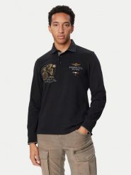 Aeronautica Militare Polo 262PO1946UJ00703 Czarny Regular Fit. Czarne koszulki polo męskie Aeronautica Militare, l, bez wzorów, z bawełny, bez ramiączek. Za 474.99 zł.