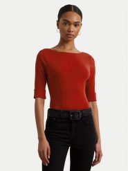 LAUREN RALPH LAUREN Bluzka 200654963193 Czerwony Slim Fit. Czerwone bluzki damskie Lauren Ralph Lauren, xs, bez wzorów, z bawełny, bez kołnierzyka, bez ramiączek. Za 219.99 zł.