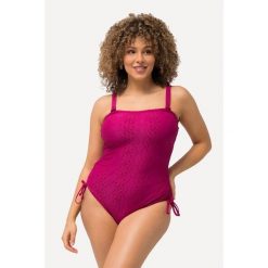 Damski Kostium kąpielowy struktura miękkie miseczki odpinane ramiączka. Fioletowe kostiumy jednoczęściowe damskie Ulla Popken, plus size, bez wzorów, z elastanu, sportowe, plus size. Za 279.99 zł.