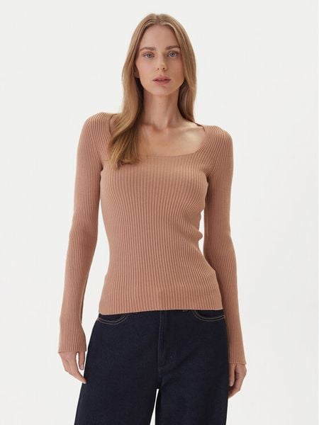Kontatto Sweter 3M0830C Beżowy Slim Fit. Brązowe swetry damskie Kontatto, m, bez wzorów, z syntetyku, bez kołnierzyka, bez ramiączek, bez kaptura. Za 235.99 zł.