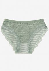 Miętowe Bawełniane Majtki Figi w Paski z Koronką Rilira. Zielone figi damskie Born2be, m, z aplikacjami, z bawełny. Za 4.99 zł.